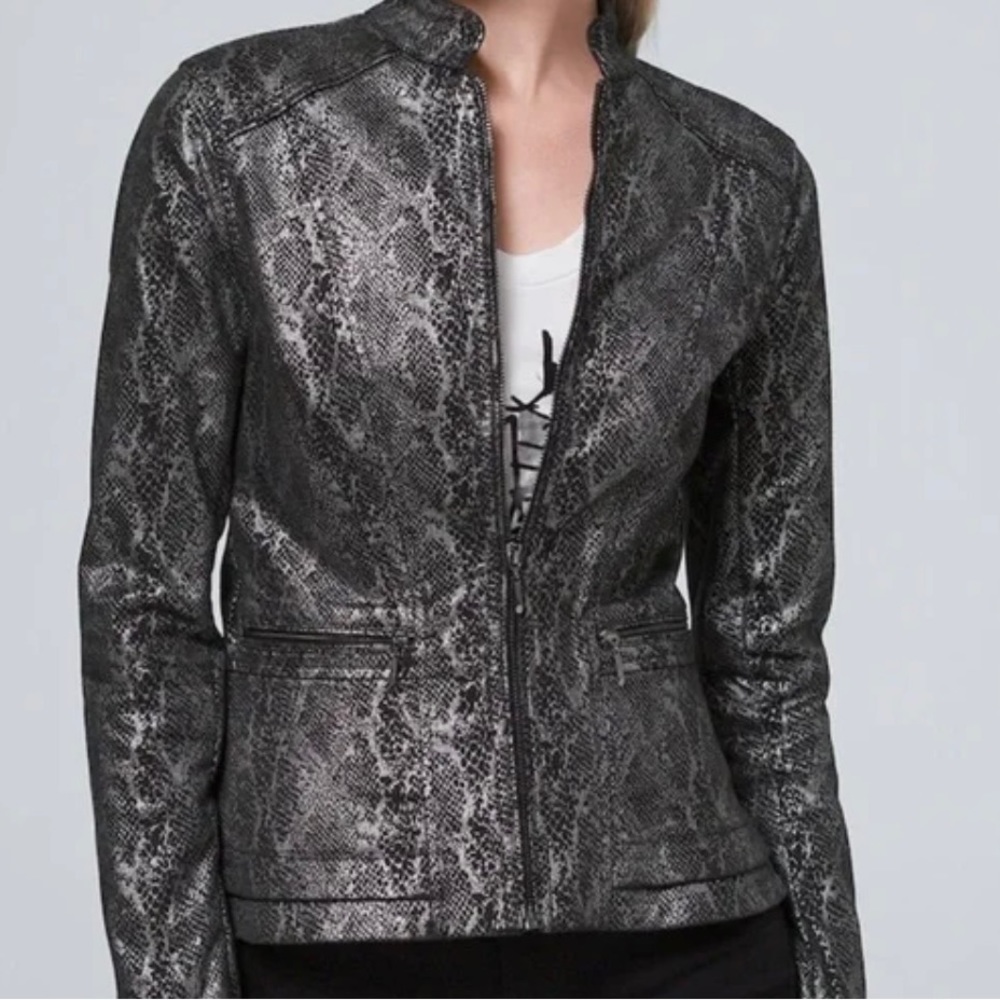 WHBM Black & Gray Snake Skin Jacket - Size 10
